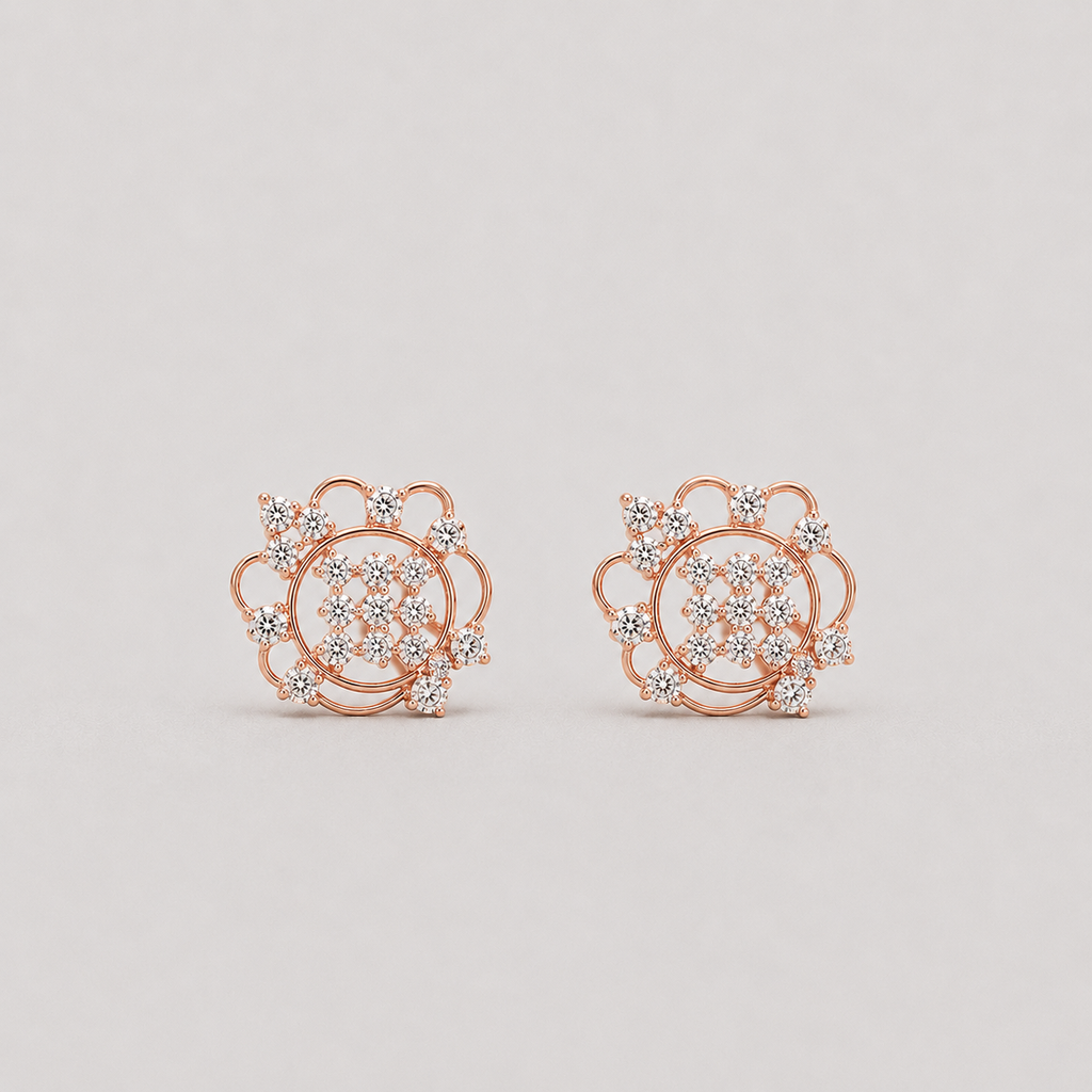 1.5 Ct. Round Cut Lab Grown Diamond Cluster Stud Earrings (VS-EF)