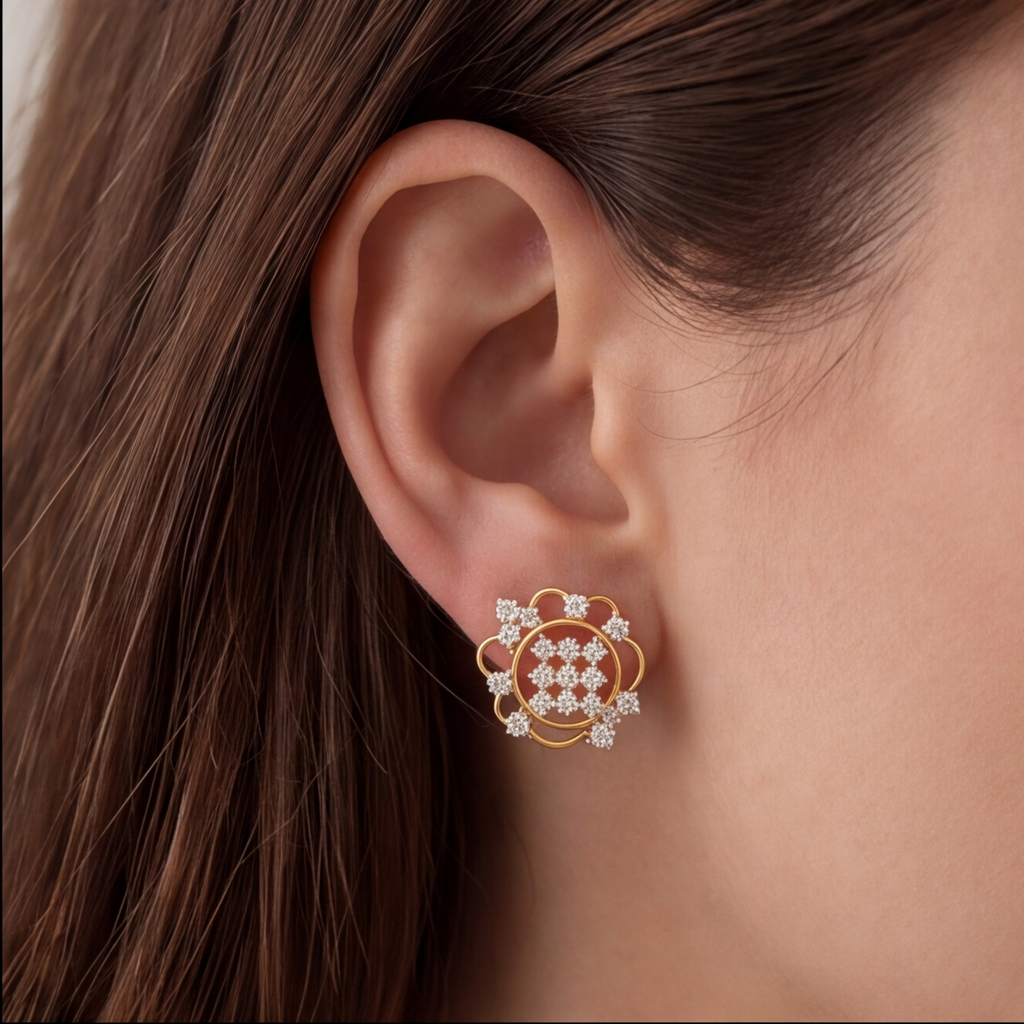 1.5 Ct. Round Cut Lab Grown Diamond Cluster Stud Earrings (VS-EF)