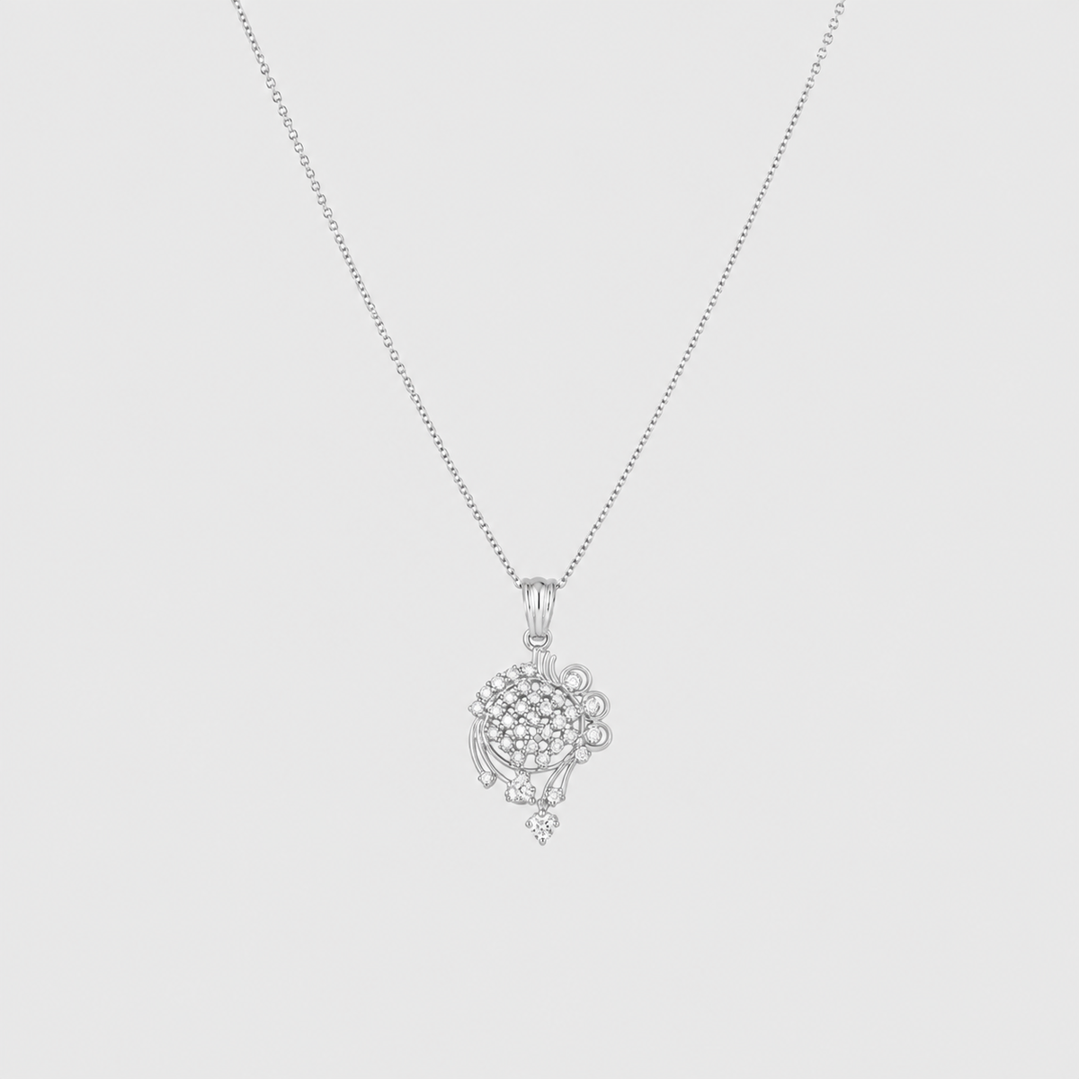Lab Grown Diamond Round Cut Cluster Pendant Necklace 0.55 Ct. (VS-EF)
