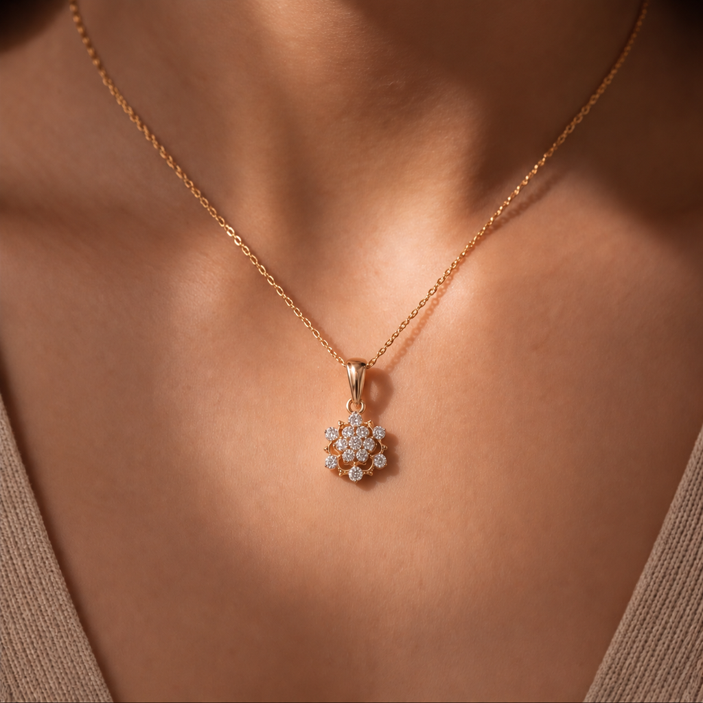 Lab Grown Diamond Round Cut Cluster Pendant Necklace 0.50 Ct. (VS-EF)
