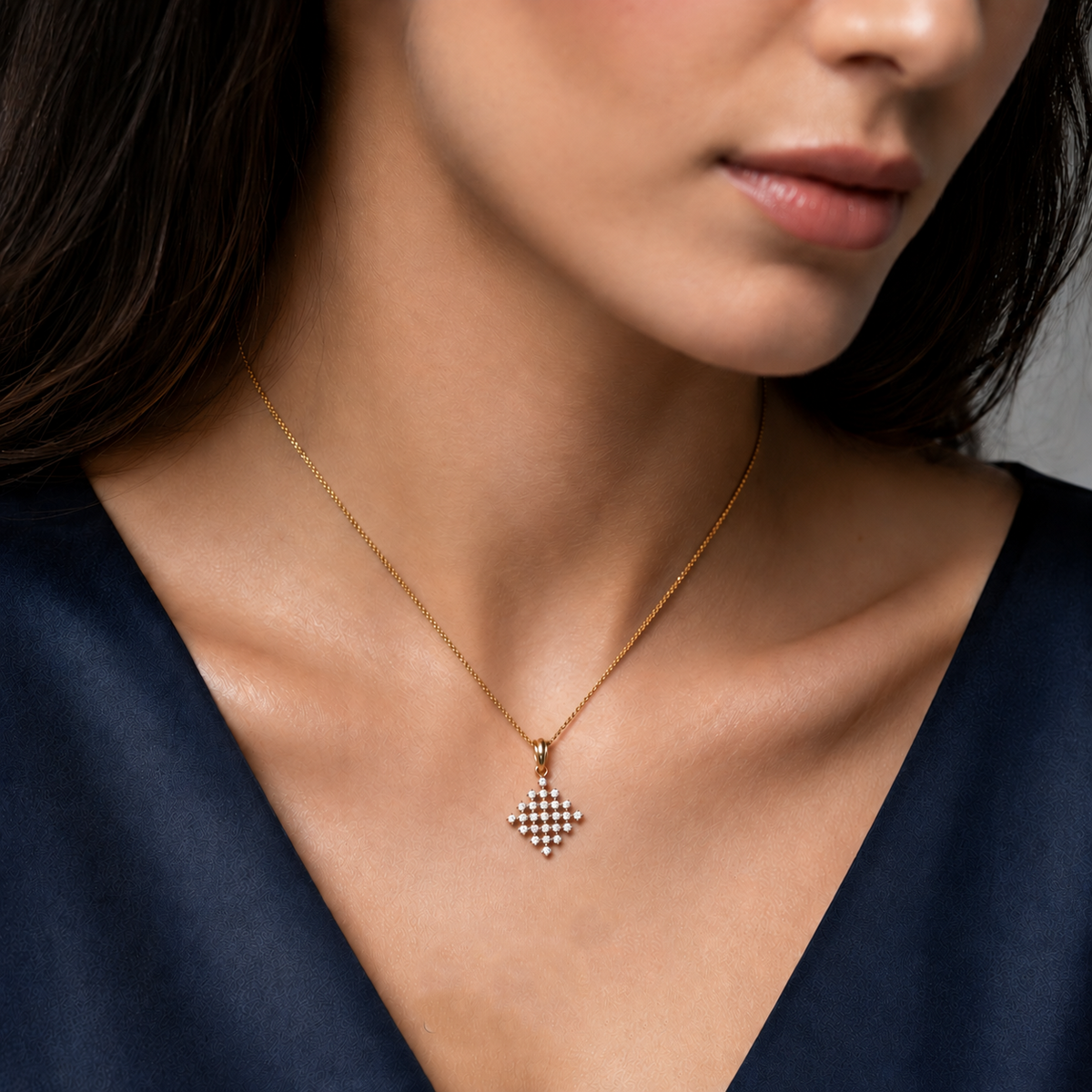 Lab Grown Diamond Round Cut 0.55 Ct. Cluster Pendant Necklace (VS-EF)