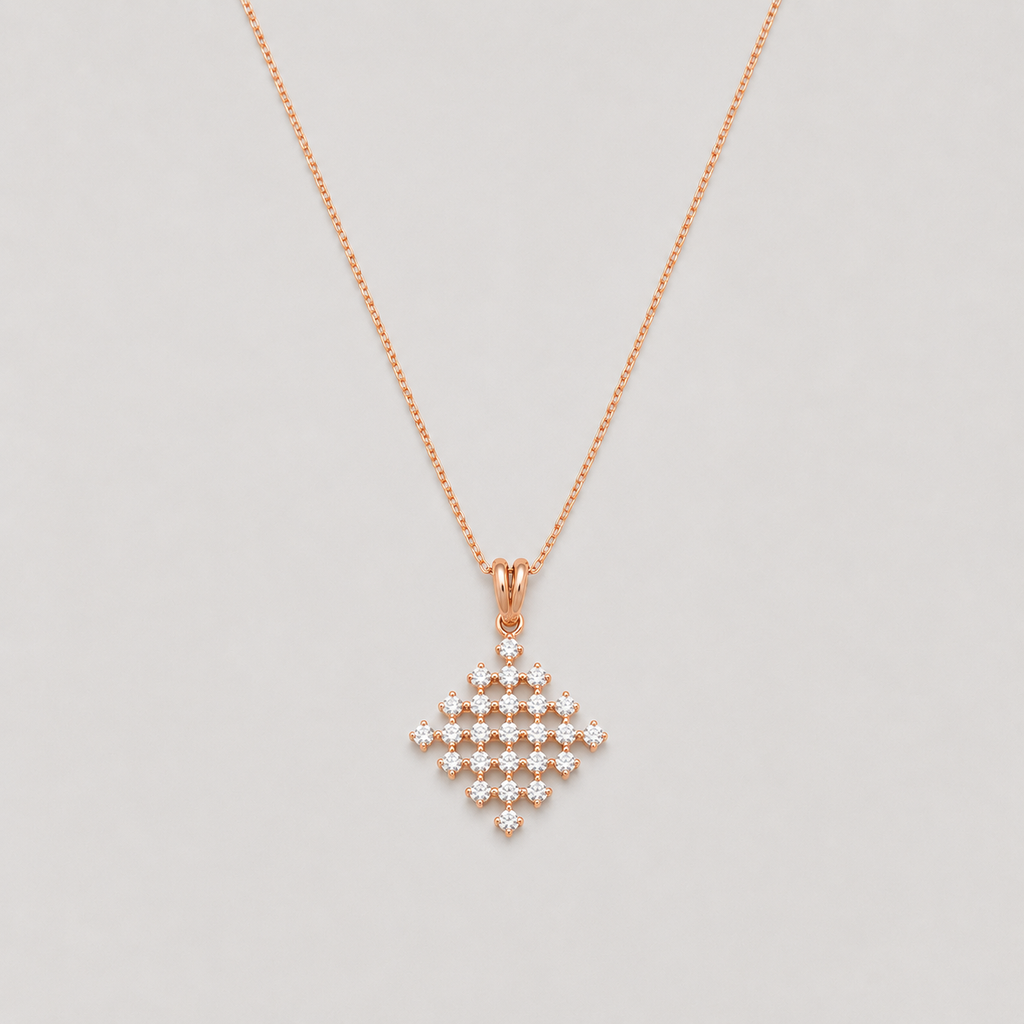 Lab Grown Diamond Round Cut 0.55 Ct. Cluster Pendant Necklace (VS-EF)
