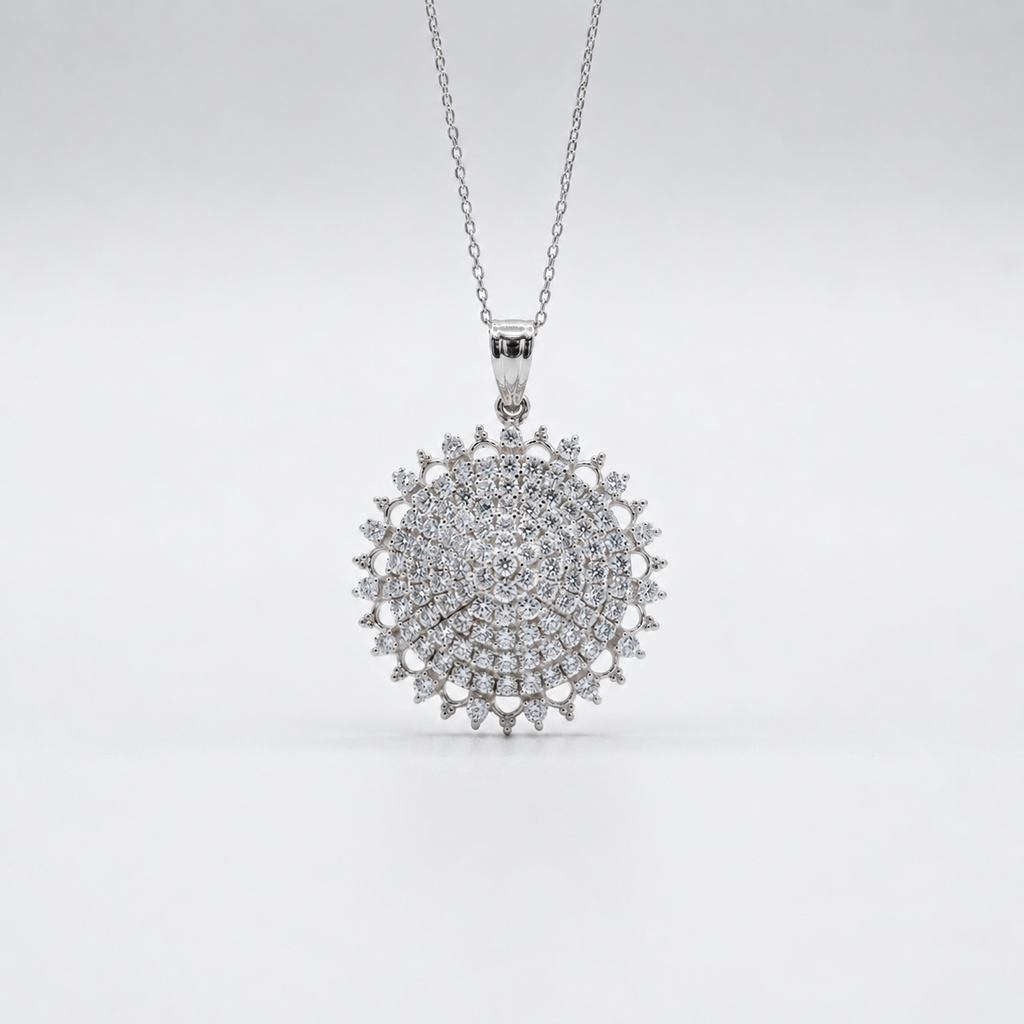1 Ct. Lab Grown Diamond Round Cut Cluster Pendant Necklace (VS-EF)
