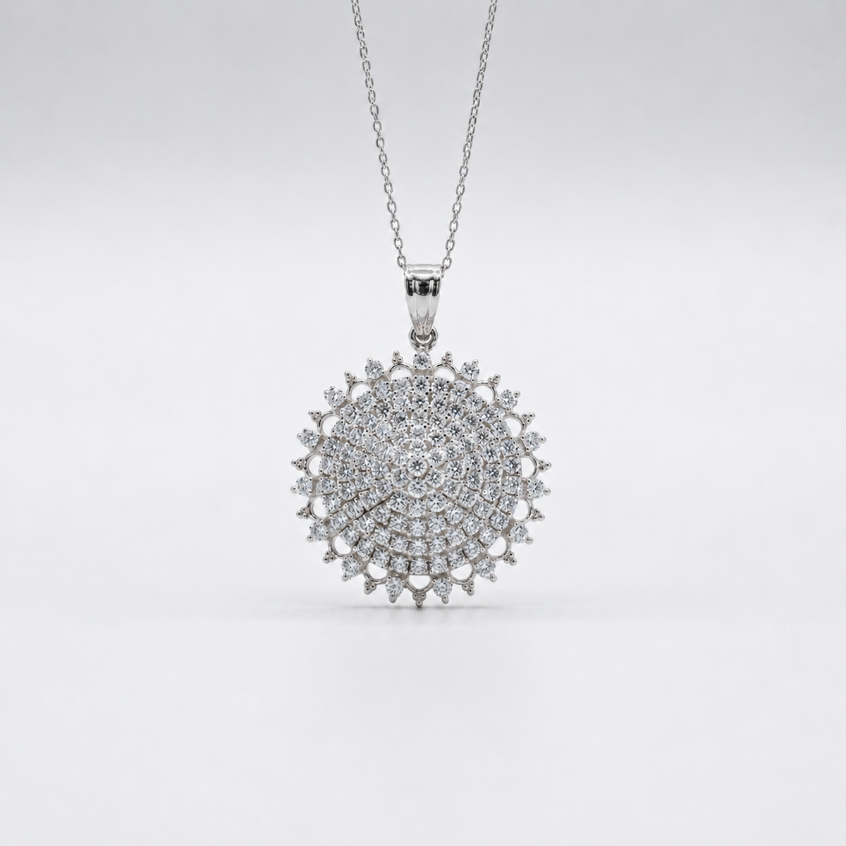 1 Ct. Lab Grown Diamond Round Cut Cluster Pendant Necklace (VS-EF)