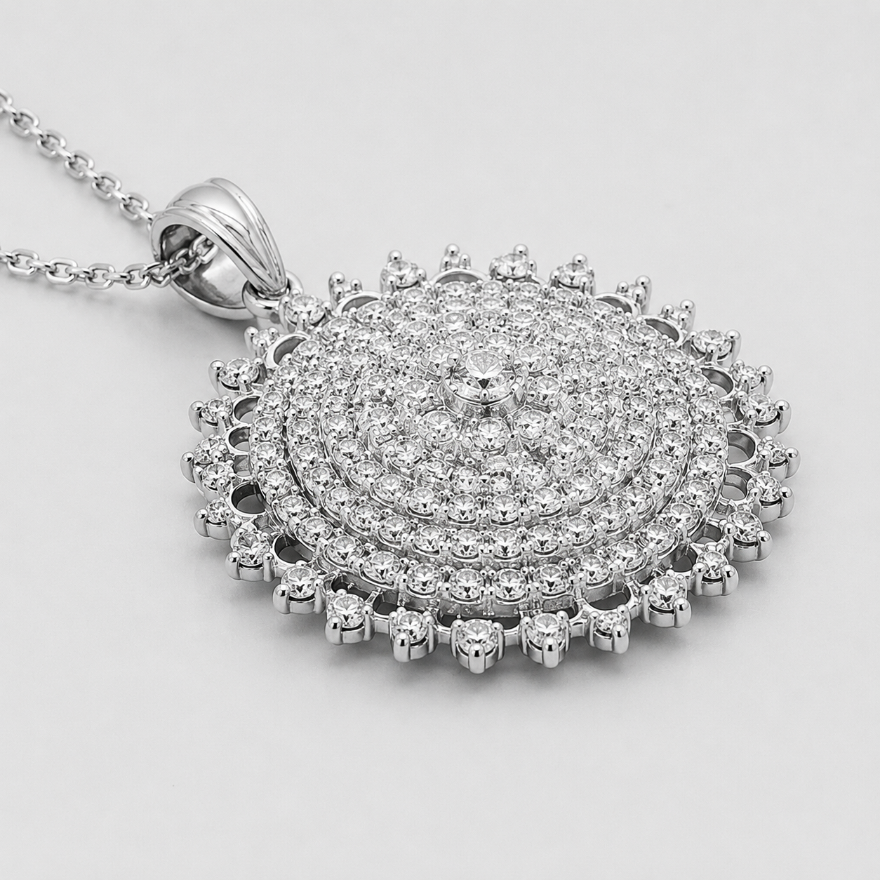 1 Ct. Lab Grown Diamond Round Cut Cluster Pendant Necklace (VS-EF)