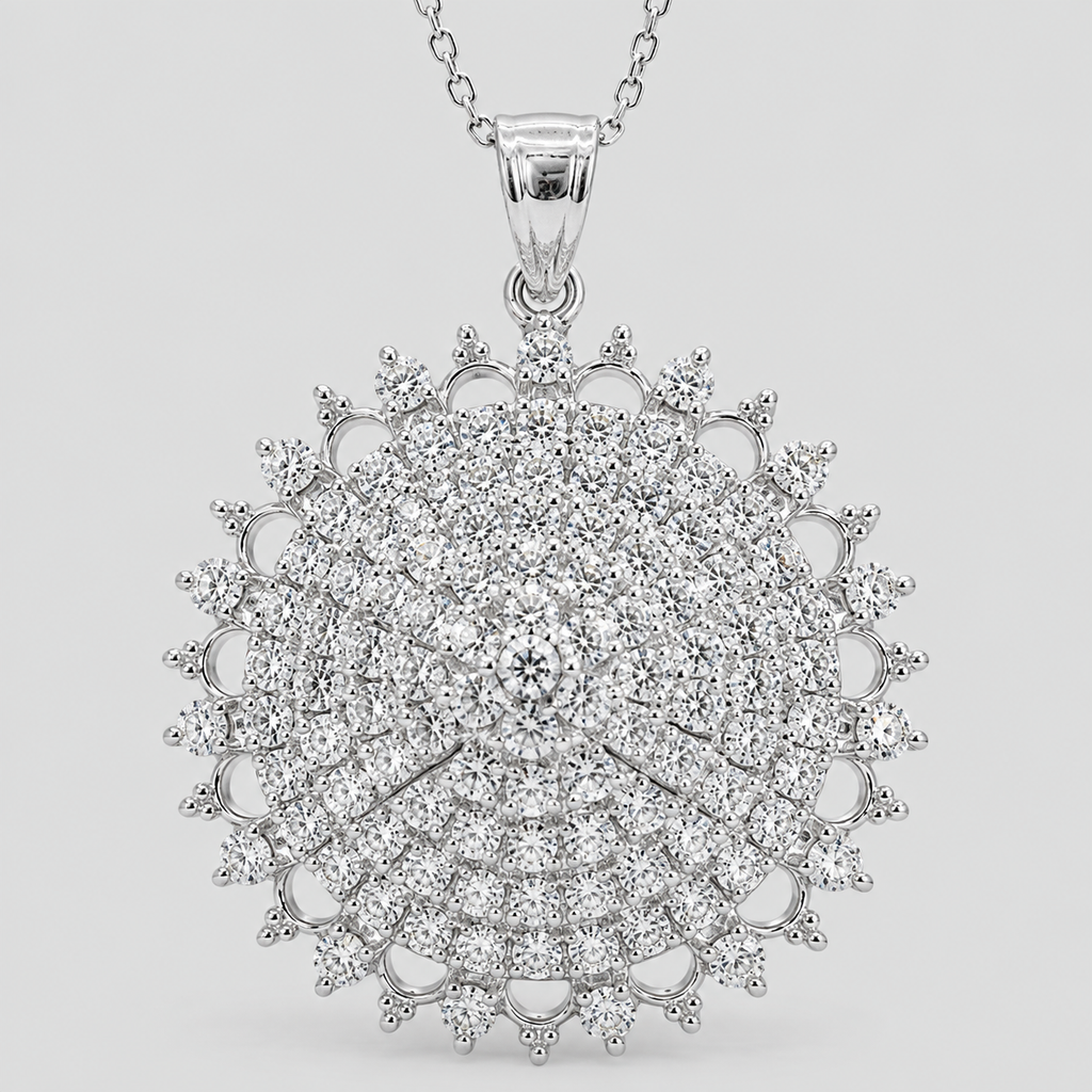 1 Ct. Lab Grown Diamond Round Cut Cluster Pendant Necklace (VS-EF)