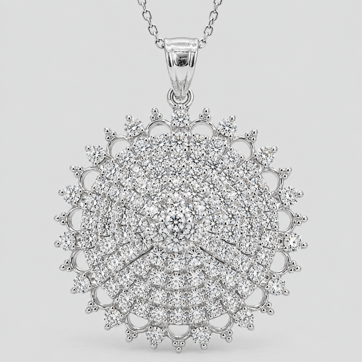 1 Ct. Lab Grown Diamond Round Cut Cluster Pendant Necklace (VS-EF)