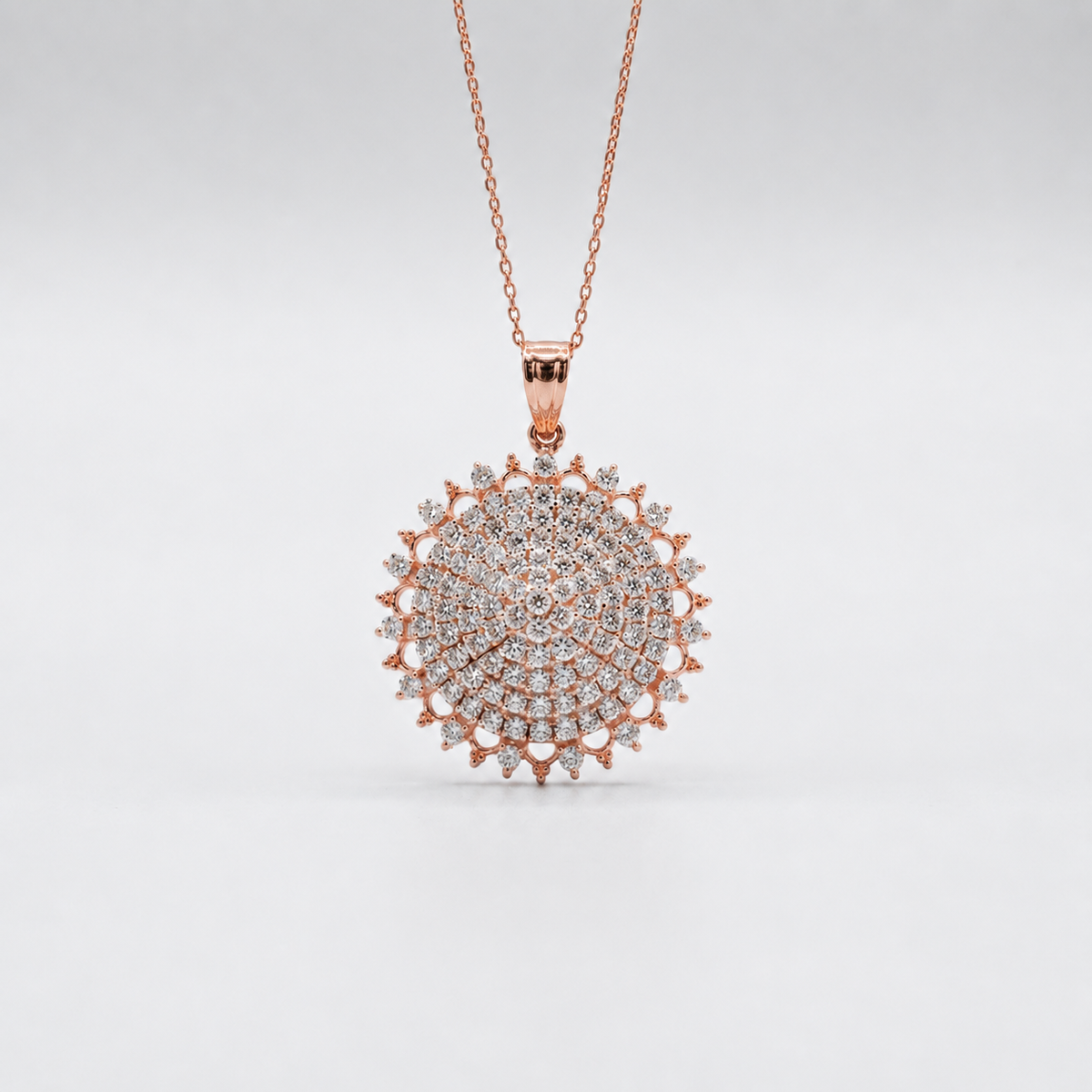 1 Ct. Lab Grown Diamond Round Cut Cluster Pendant Necklace (VS-EF)