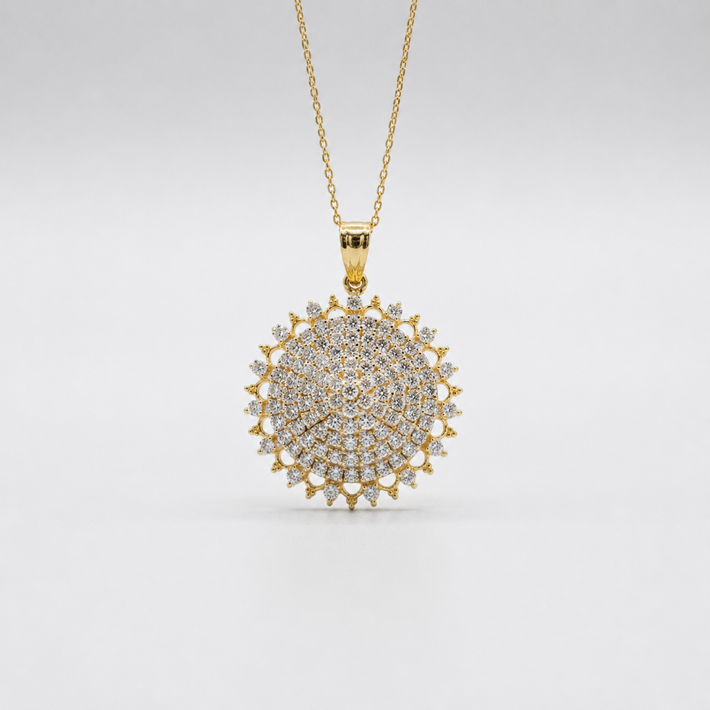 1 Ct. Lab Grown Diamond Round Cut Cluster Pendant Necklace (VS-EF)