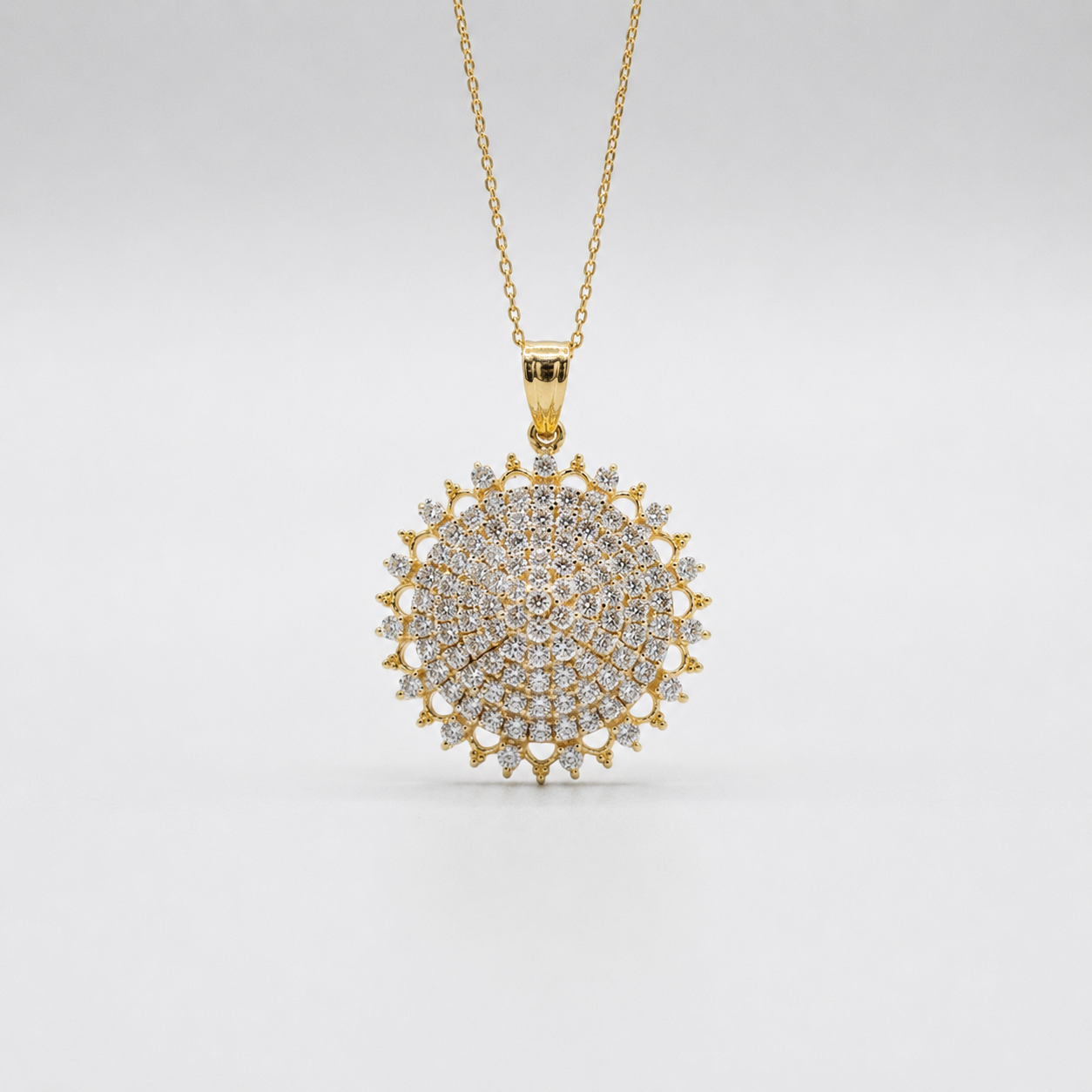 1 Ct. Lab Grown Diamond Round Cut Cluster Pendant Necklace (VS-EF)