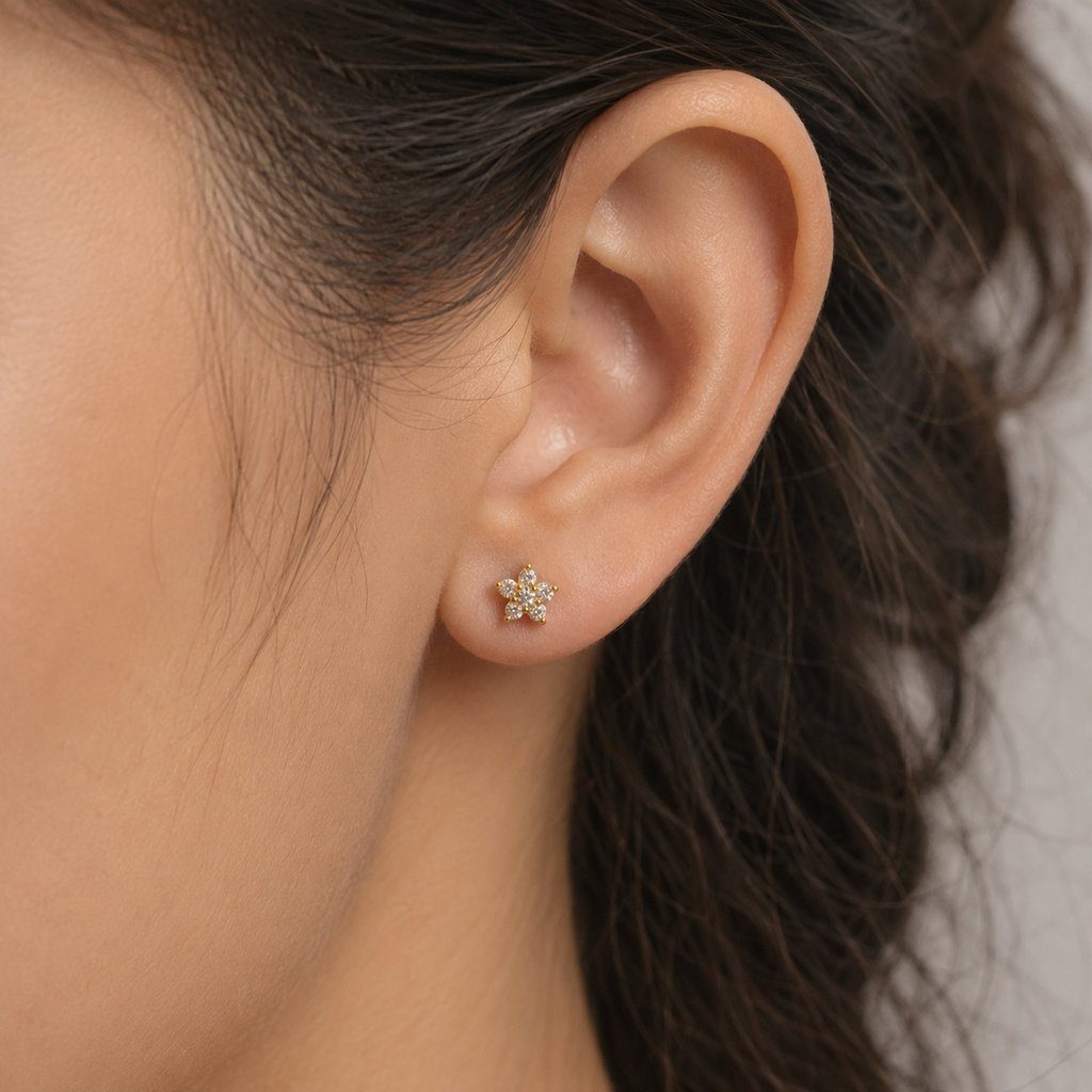 Lab Grown Diamond Round Cut Cluster Stud Earrings 0.15 Ct. (VS-EF)