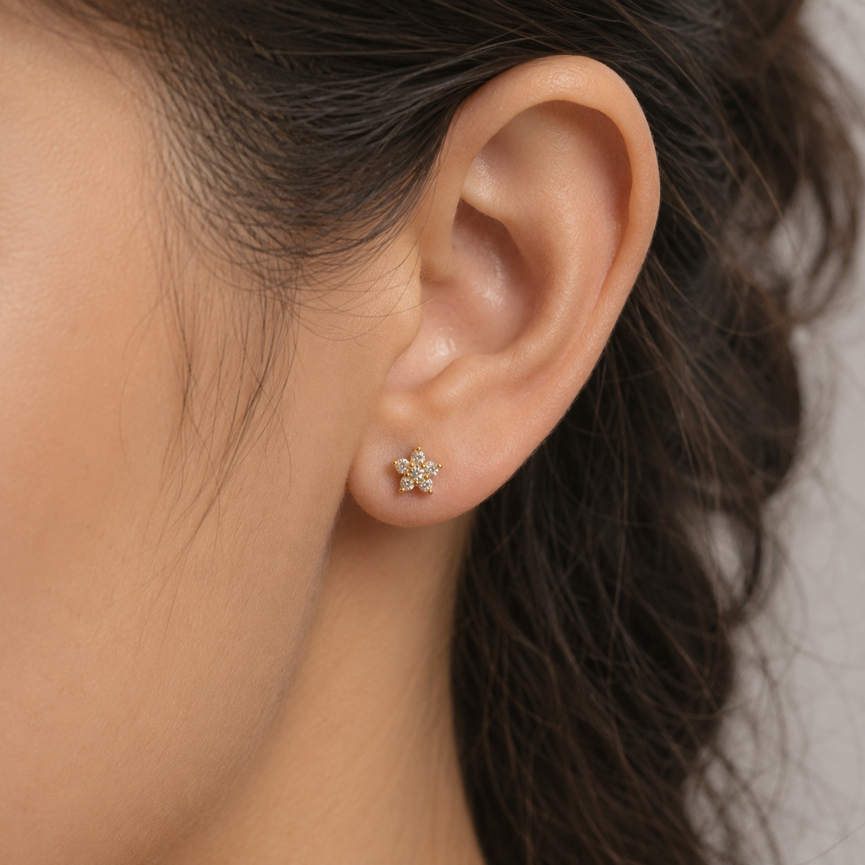 Lab Grown Diamond Round Cut Cluster Stud Earrings 0.15 Ct. (VS-EF)