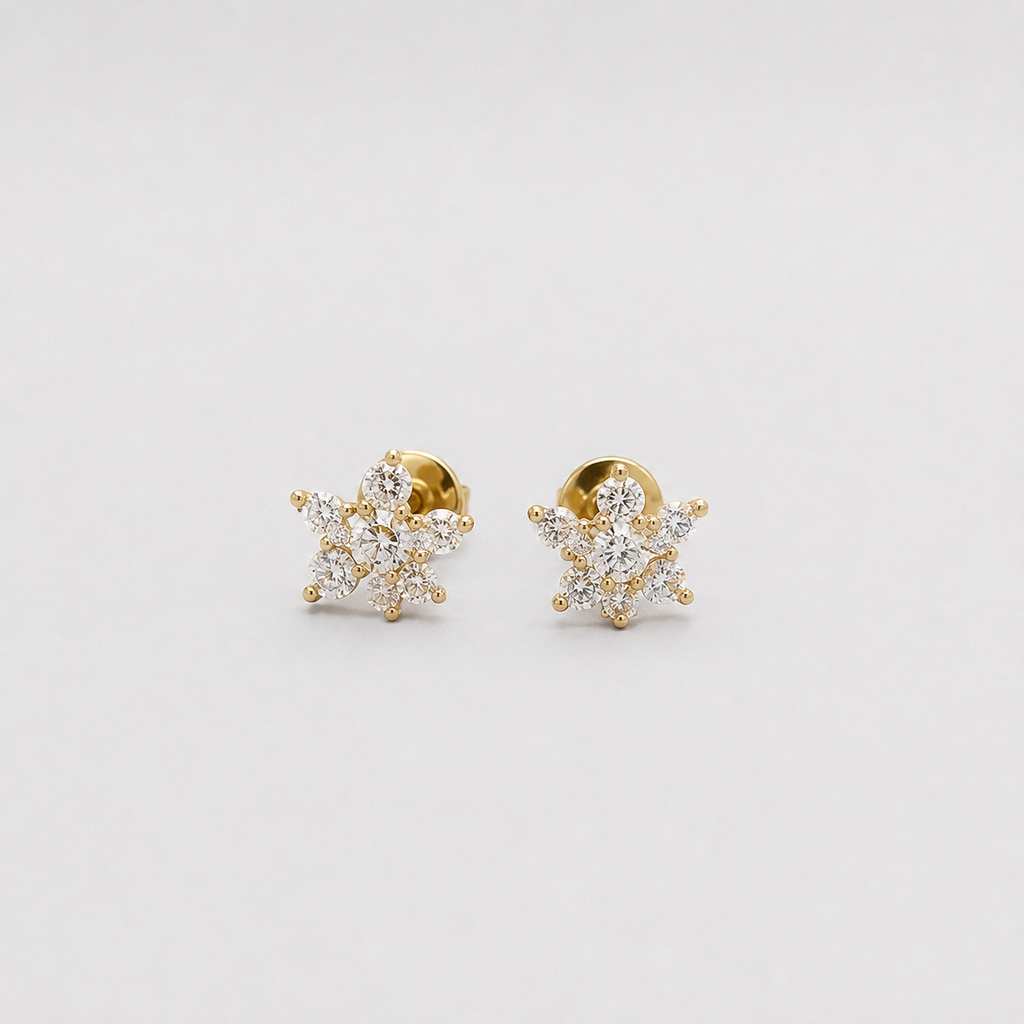 Lab Grown Diamond Round Cut Cluster Stud Earrings 0.15 Ct. (VS-EF)