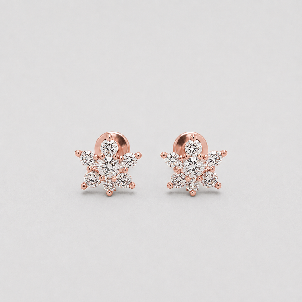 Lab Grown Diamond Round Cut Cluster Stud Earrings 0.15 Ct. (VS-EF)