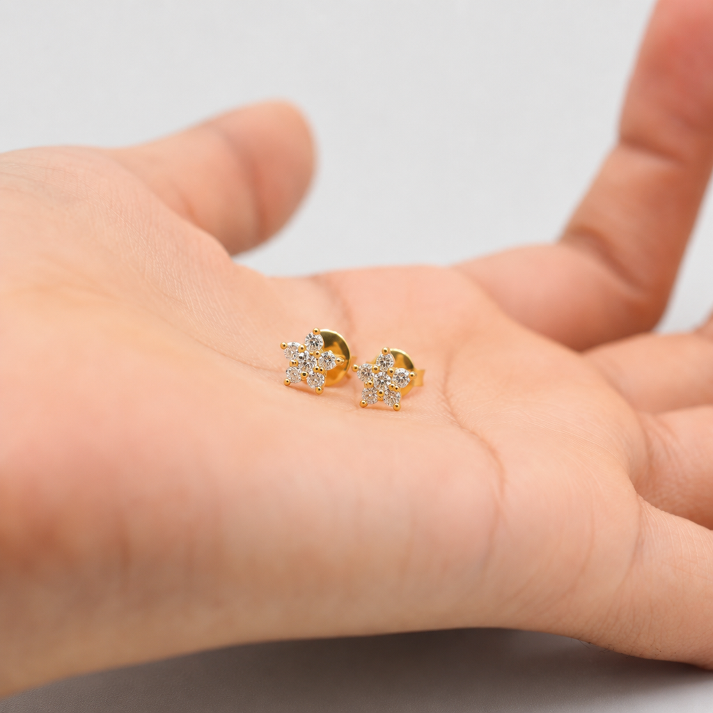 Lab Grown Diamond Round Cut Cluster Stud Earrings 0.15 Ct. (VS-EF)