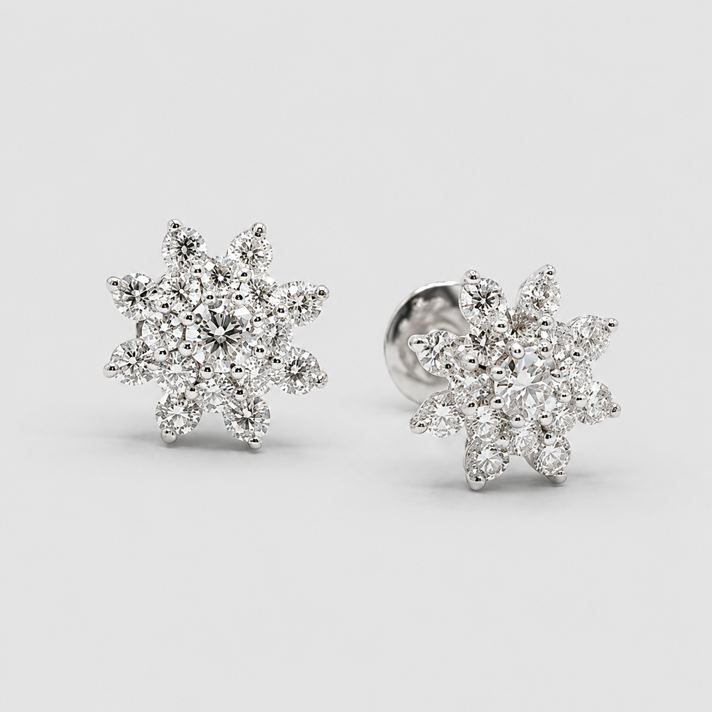 0.80 Ct. Lab-Grown Diamond Round cut Cluster Earrings (EF-VS)