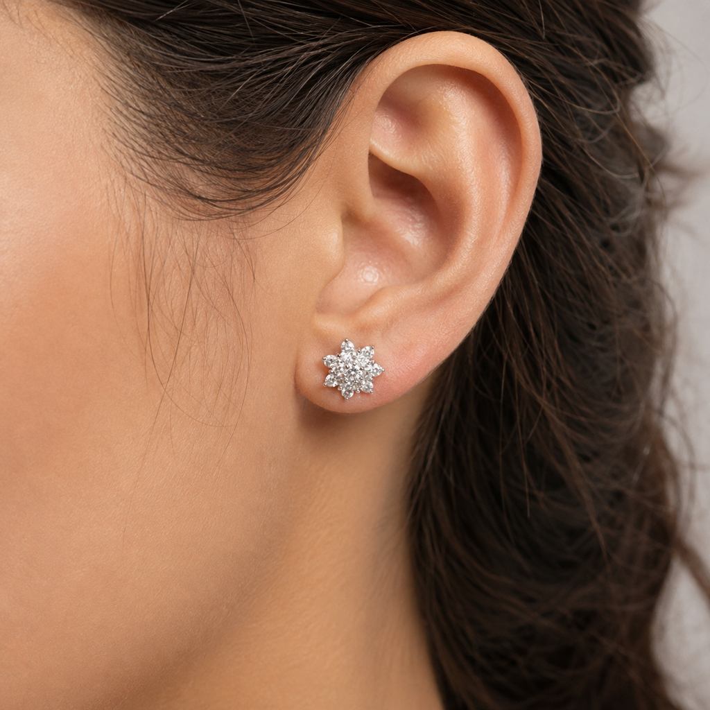 0.80 Ct. Lab-Grown Diamond Round cut Cluster Earrings (EF-VS)