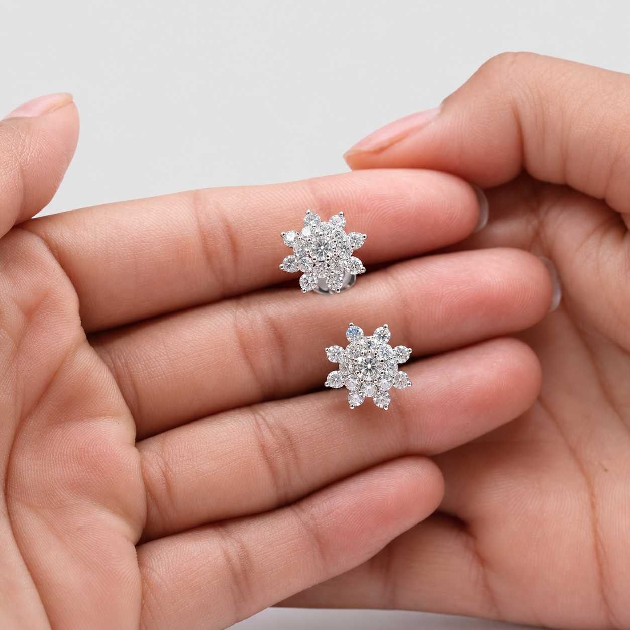 0.80 Ct. Lab-Grown Diamond Round cut Cluster Earrings (EF-VS)