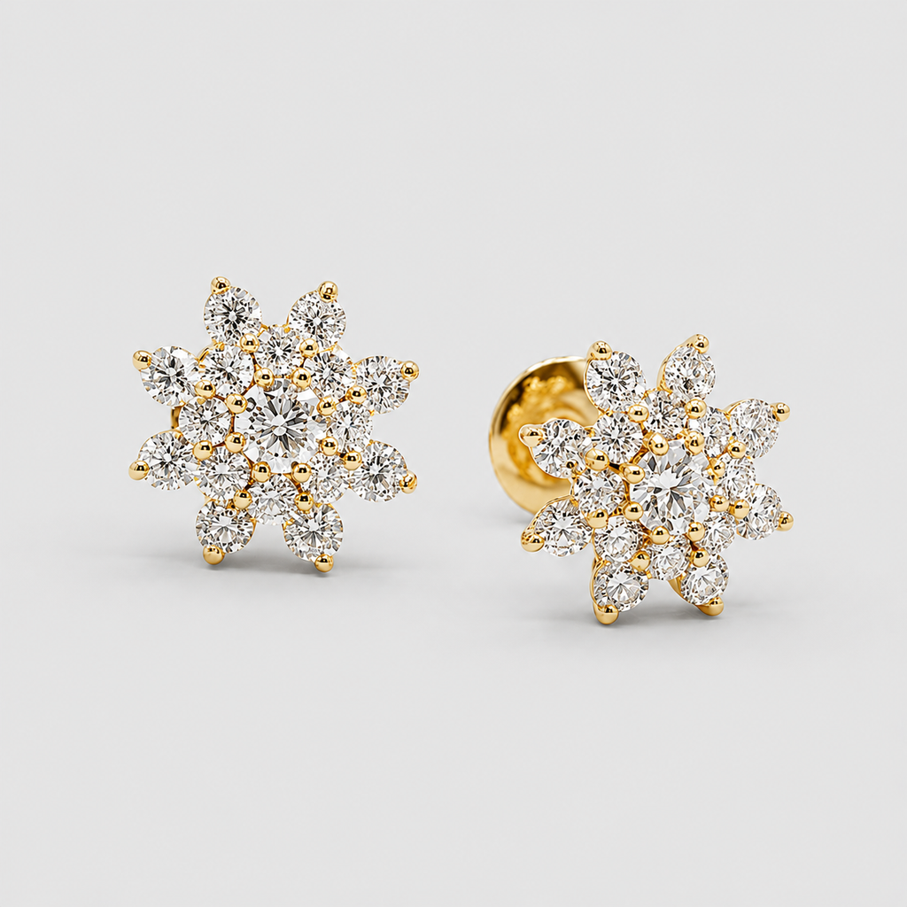 0.80 Ct. Lab-Grown Diamond Round cut Cluster Earrings (EF-VS)