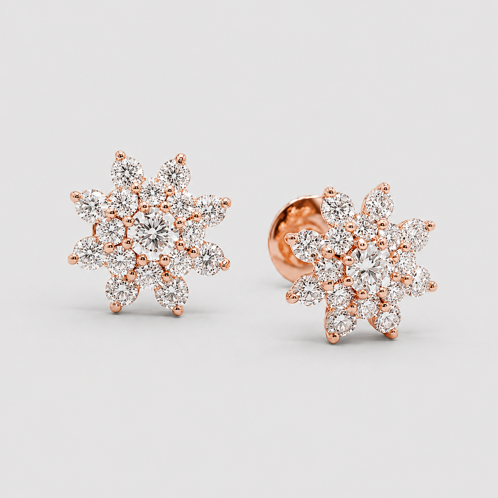 0.80 Ct. Lab-Grown Diamond Round cut Cluster Earrings (EF-VS)