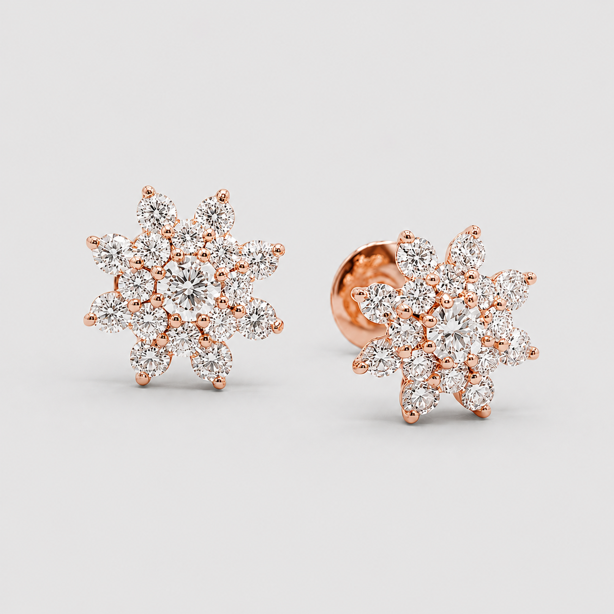 1 Ct. Lab Grown Diamond Cluster Earrings (VS-EF) Round Cut