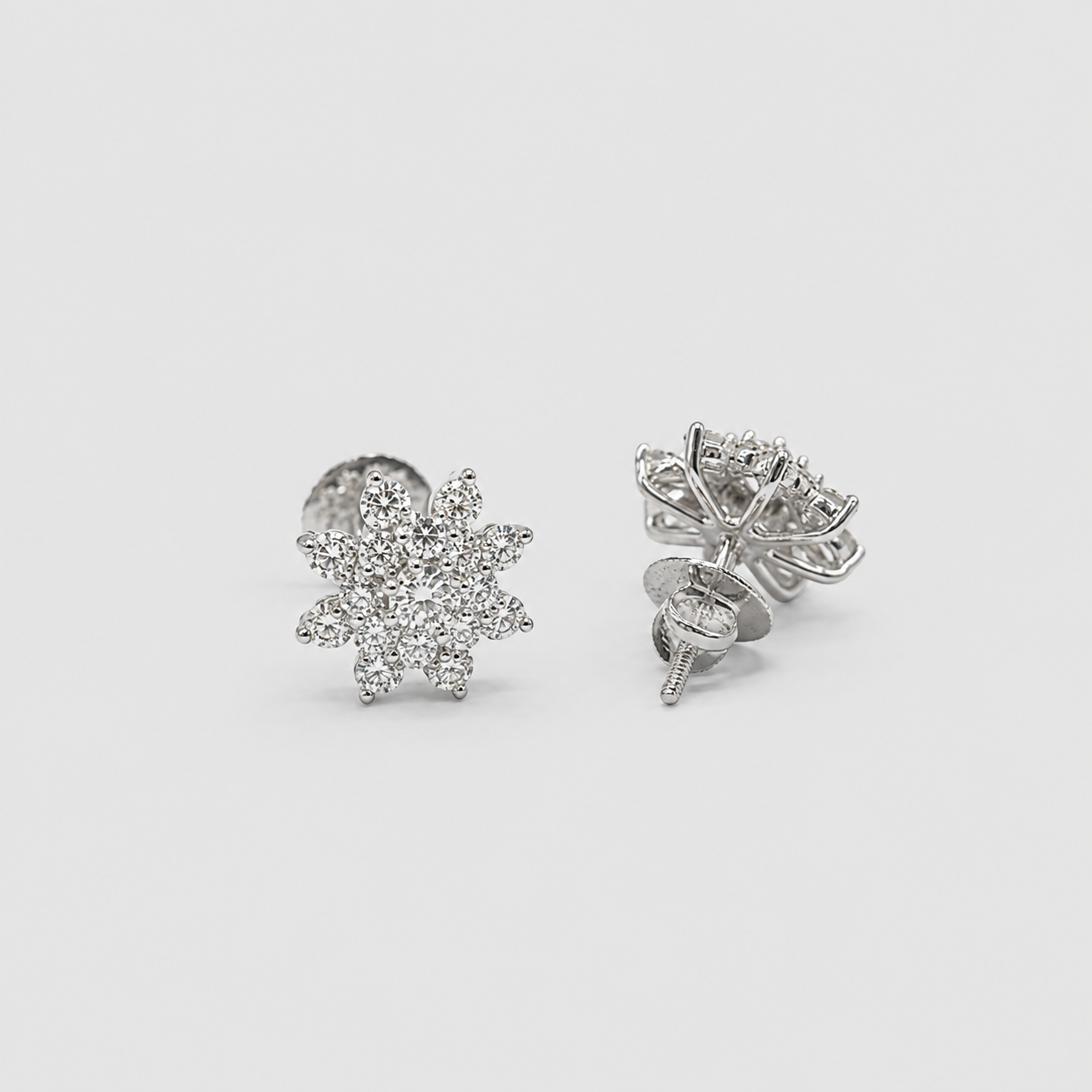 0.80 Ct. Lab-Grown Diamond Round cut Cluster Earrings (EF-VS)
