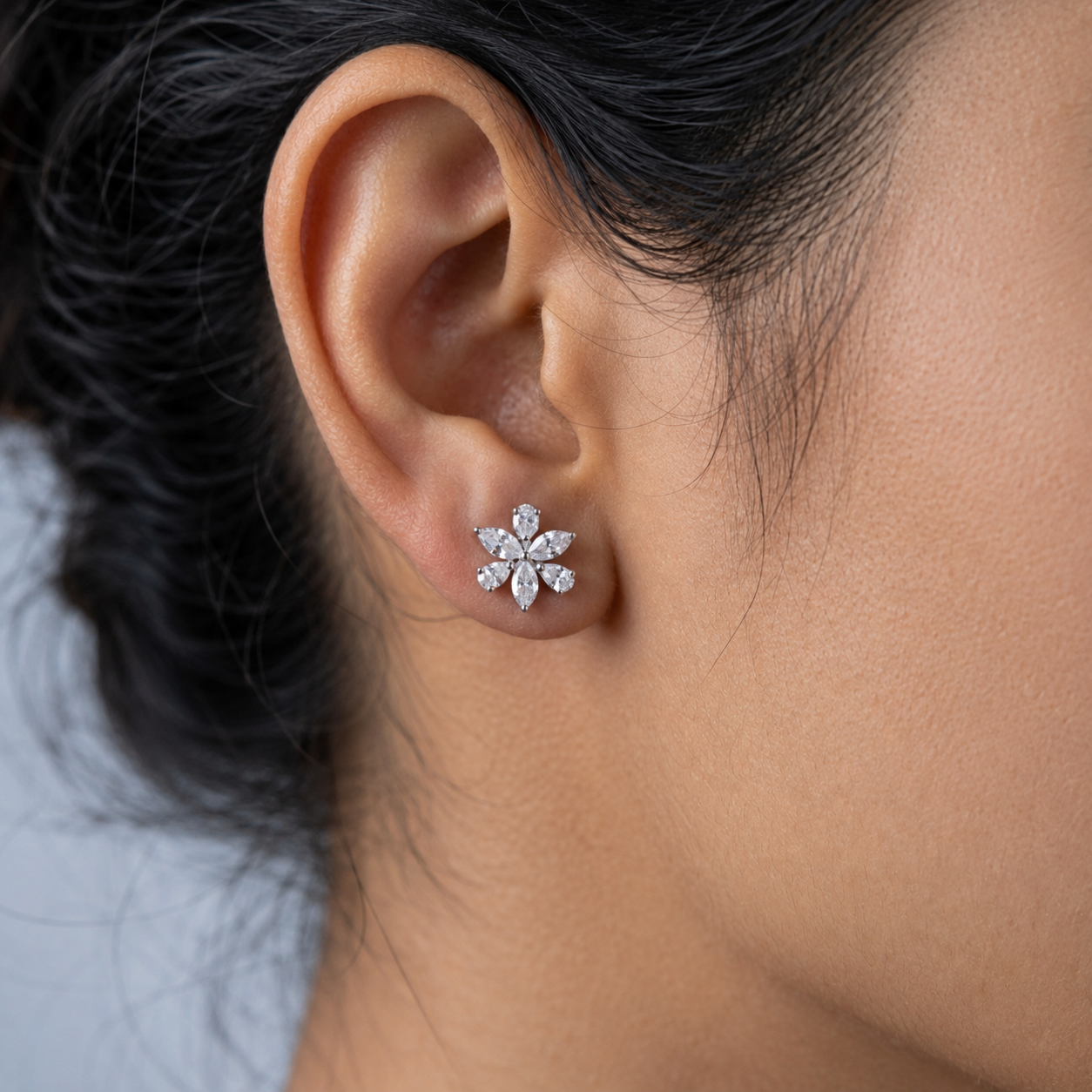 1.00 Ct. Lab-Grown Diamond Multi Cut Cluster Earrings (EF-VS)