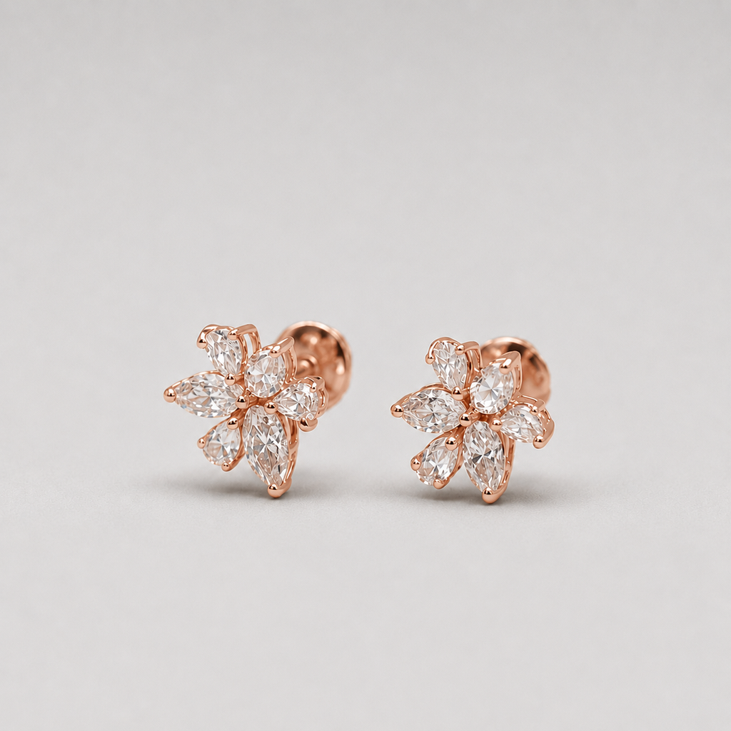 1.00 Ct. Lab-Grown Diamond Multi Cut Cluster Earrings (EF-VS)