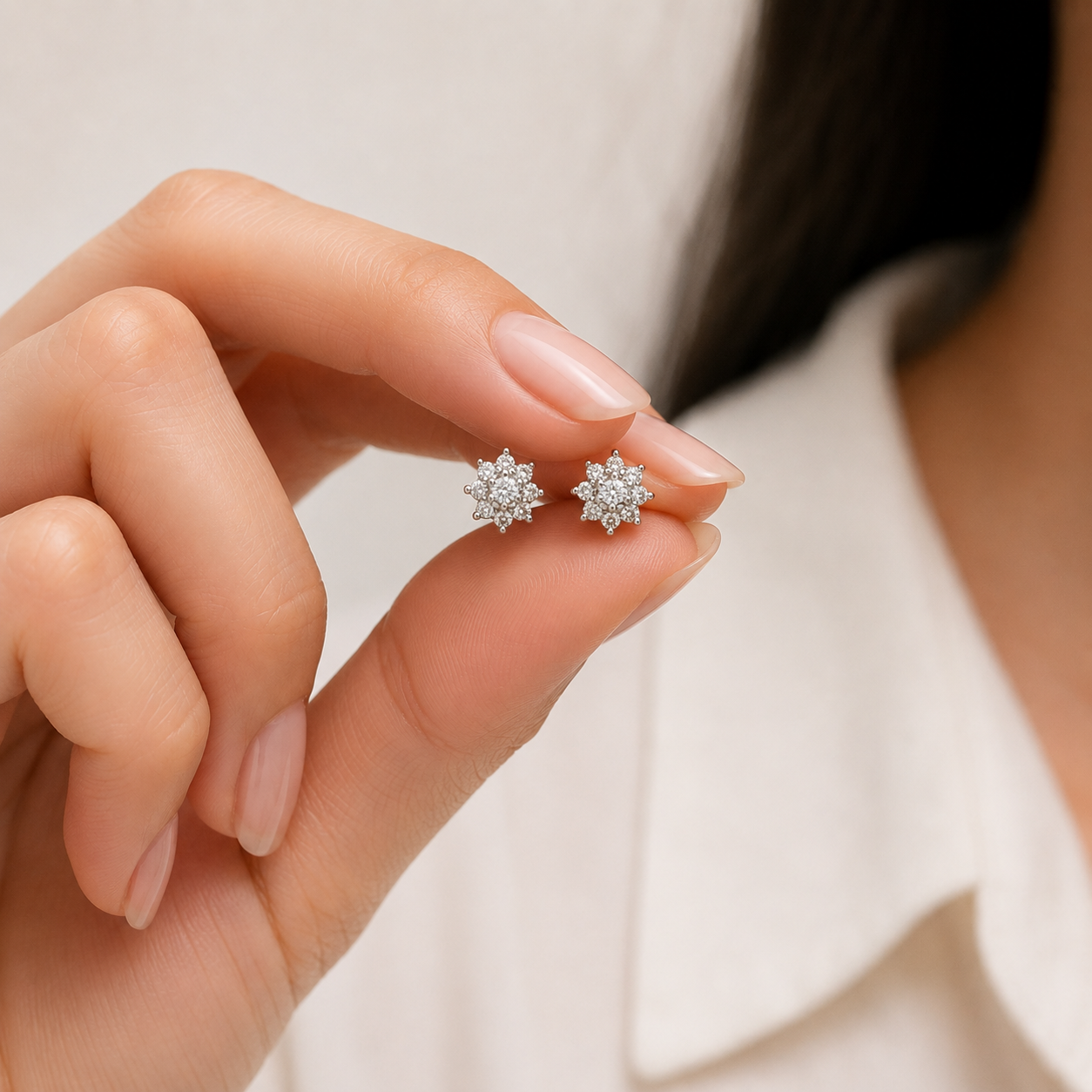Lab-Grown Diamond Round Cut 0.30 Ct. Cluster Earrings (EF-VS)