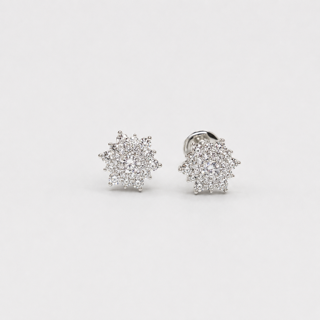 1.00 Ct. Lab-Grown Diamond Round Cut Cluster Earrings (EF-VS)