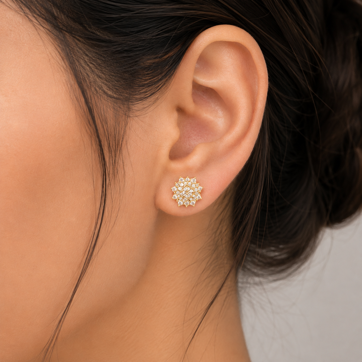 1.00 Ct. Lab-Grown Diamond Round Cut Cluster Earrings (EF-VS)