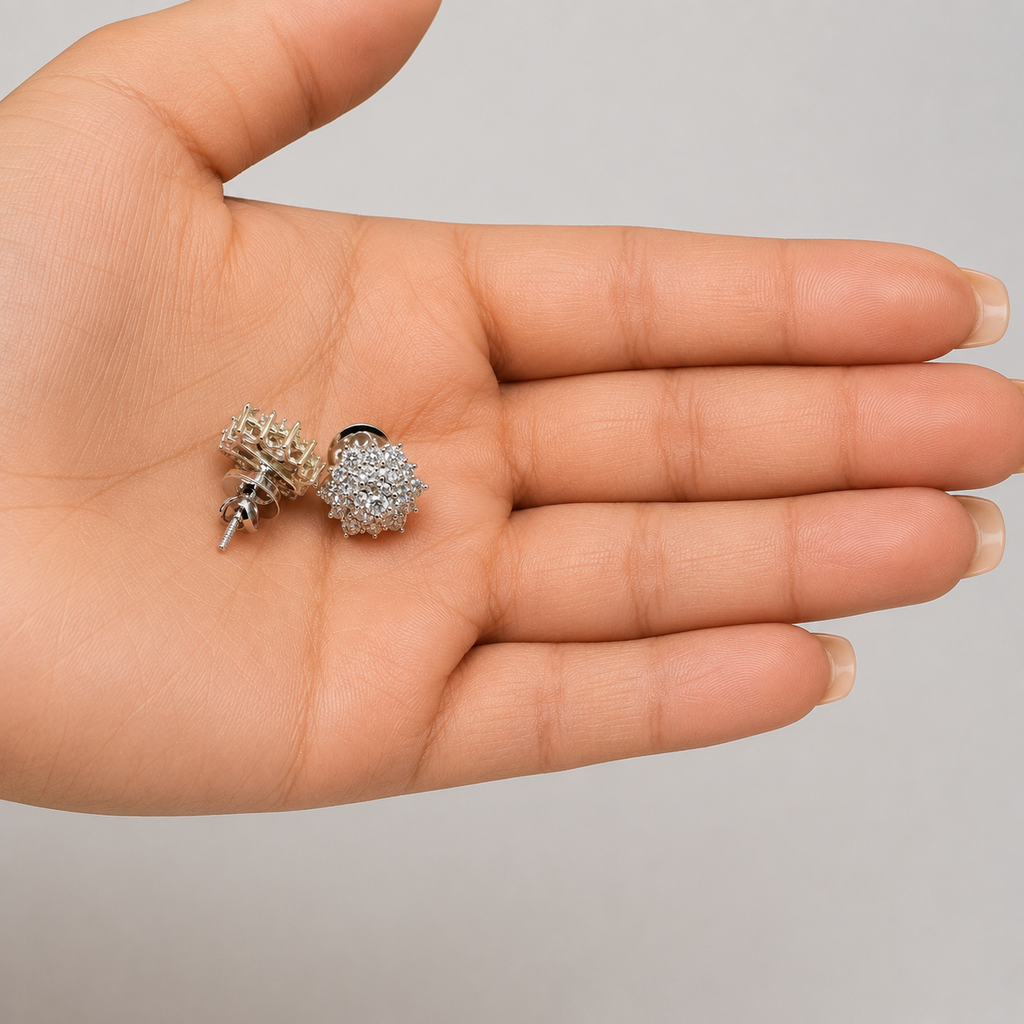 1.00 Ct. Lab-Grown Diamond Round Cut Cluster Earrings (EF-VS)