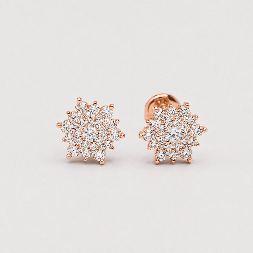 1.00 Ct. Lab-Grown Diamond Round Cut Cluster Earrings (EF-VS)
