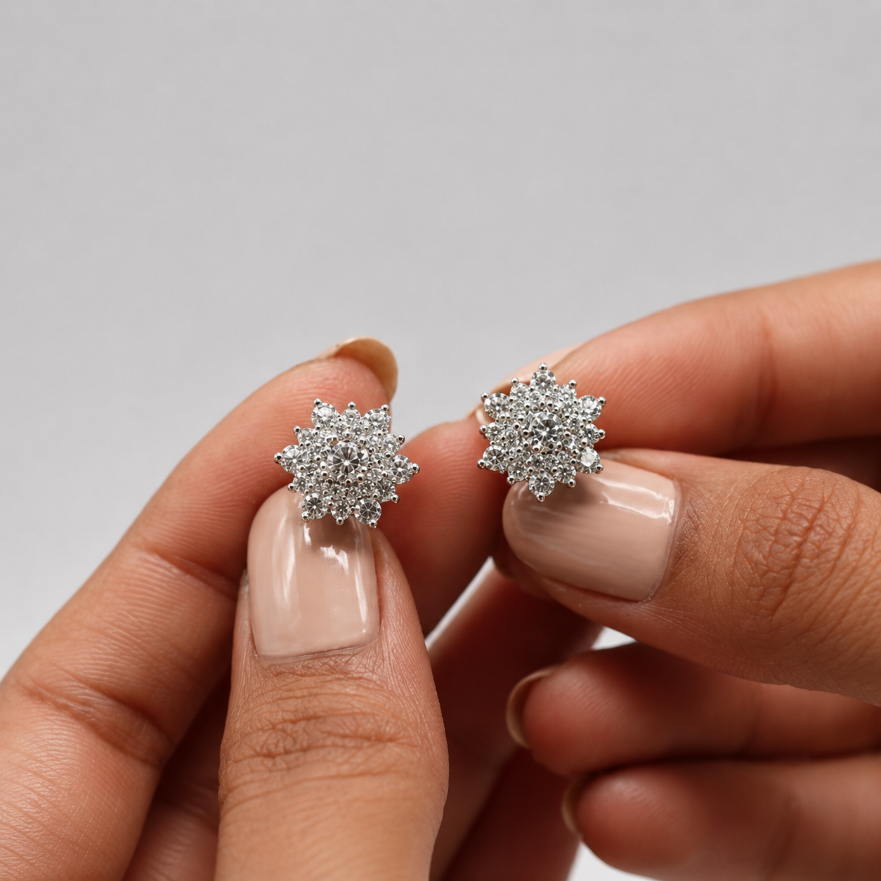 1.00 Ct. Lab-Grown Diamond Round Cut Cluster Earrings (EF-VS)