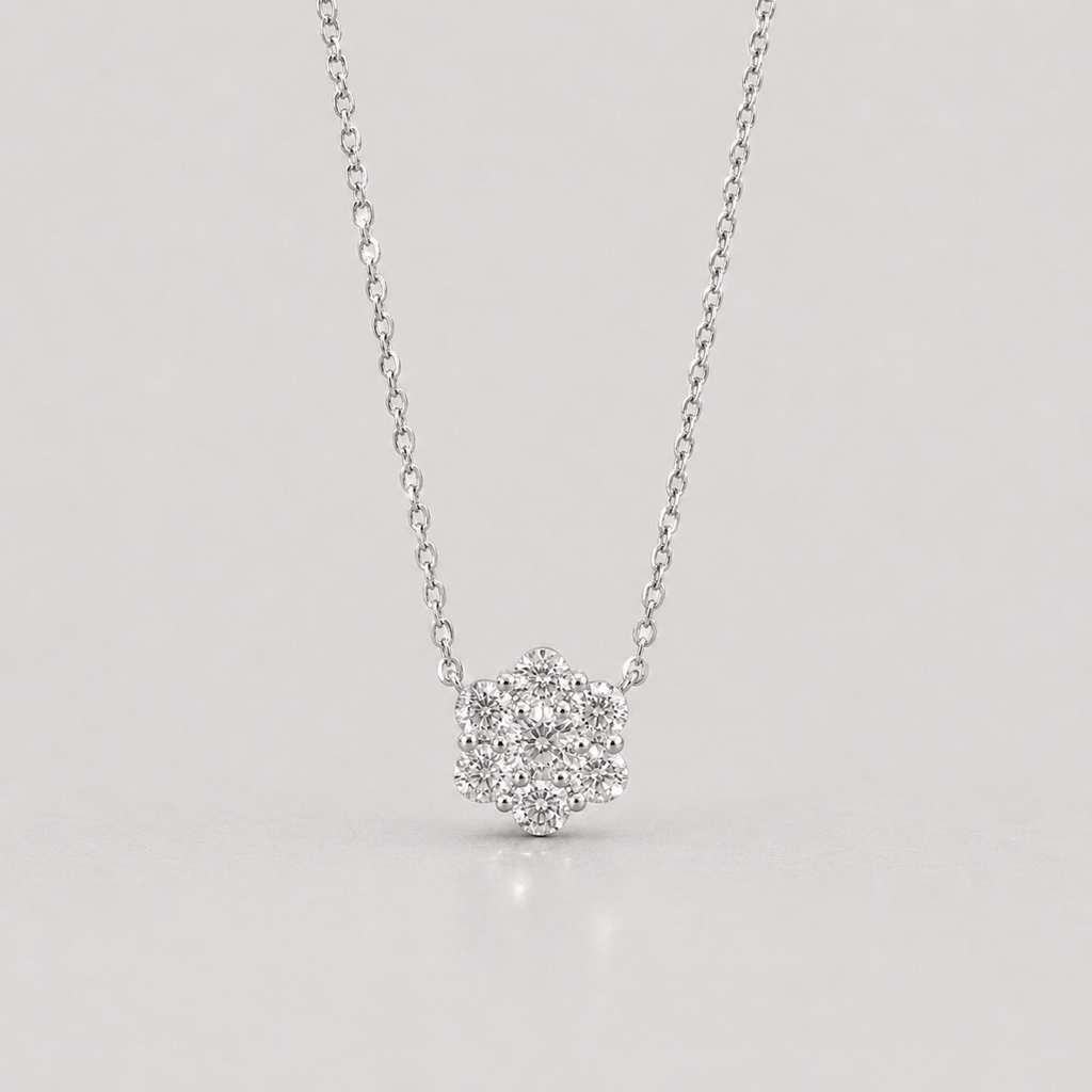 Lab Grown Diamond Round Cut Cluster Pendant Necklace 0.50 Ct. (VS-EF)