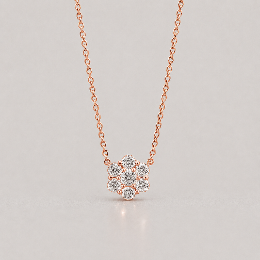 Lab Grown Diamond Round Cut Cluster Pendant Necklace 0.50 Ct. (VS-EF)
