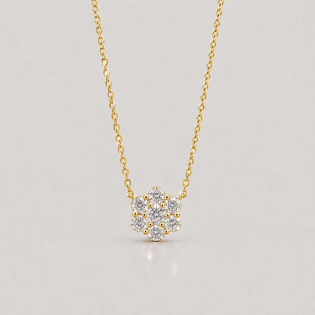 Lab Grown Diamond Round Cut Cluster Pendant Necklace 0.50 Ct. (VS-EF)