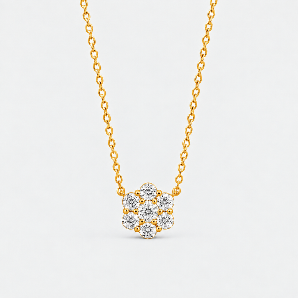 Lab Grown Diamond Round Cut Cluster Pendant Necklace 0.50 Ct. (EF/VVS-VS)