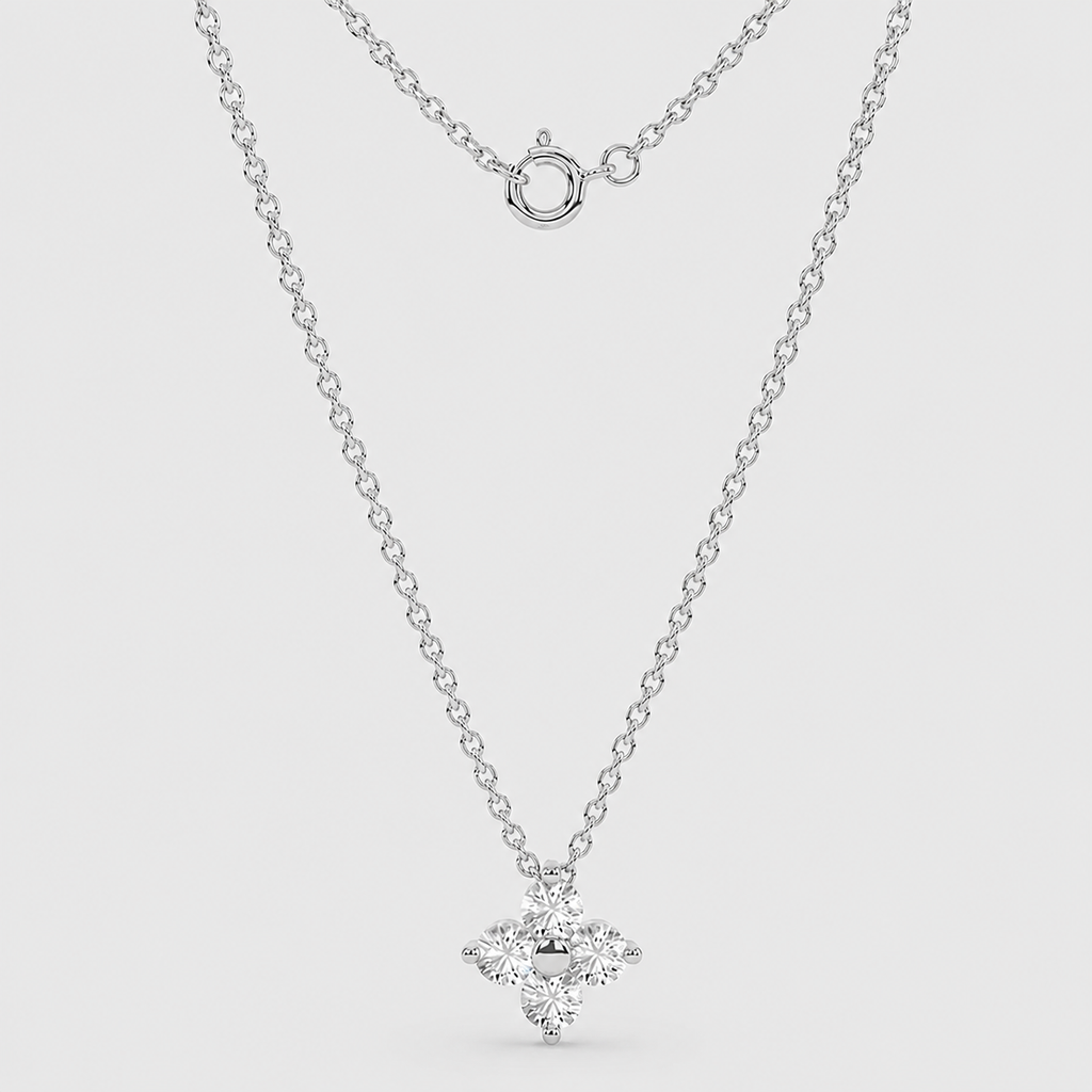Lab Grown Diamond Cluster Pendant Necklace 0.10 Ct. (VS-EF)
