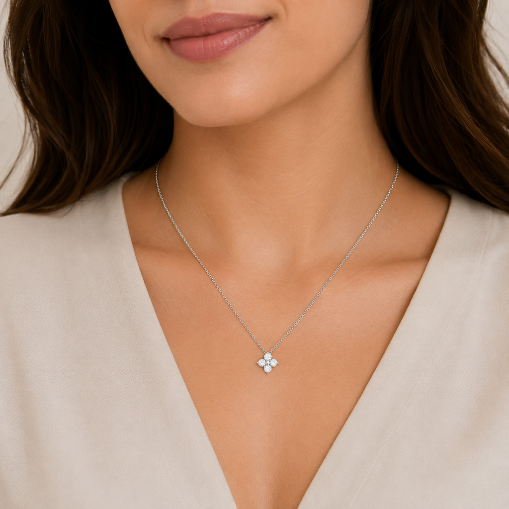Lab Grown Diamond Cluster Pendant Necklace 0.10 Ct. (VS-EF)