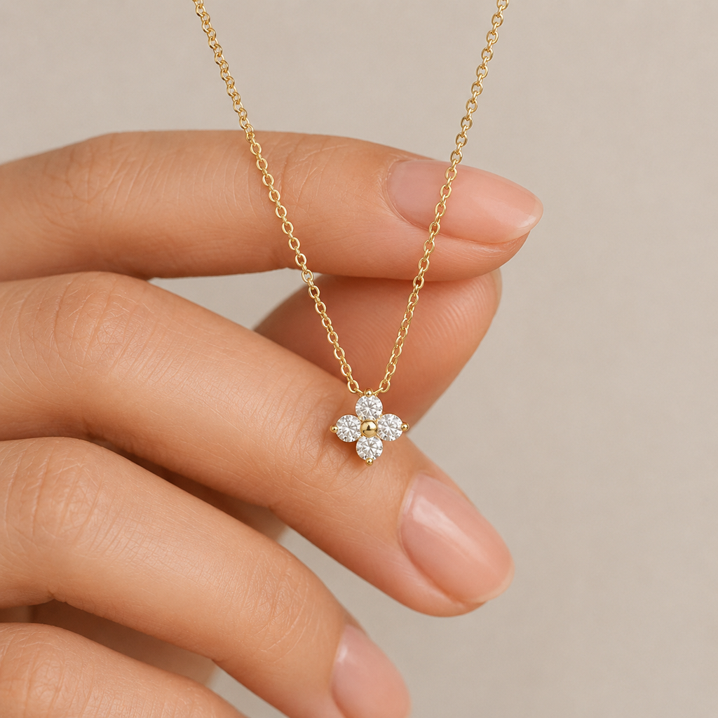 Lab Grown Diamond Cluster Pendant Necklace 0.10 Ct. (VS-EF)