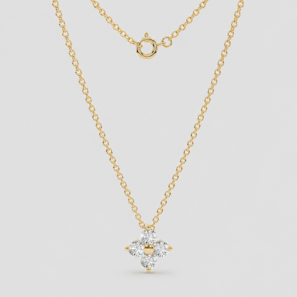 Lab Grown Diamond Cluster Pendant Necklace 0.10 Ct. (VS-EF)