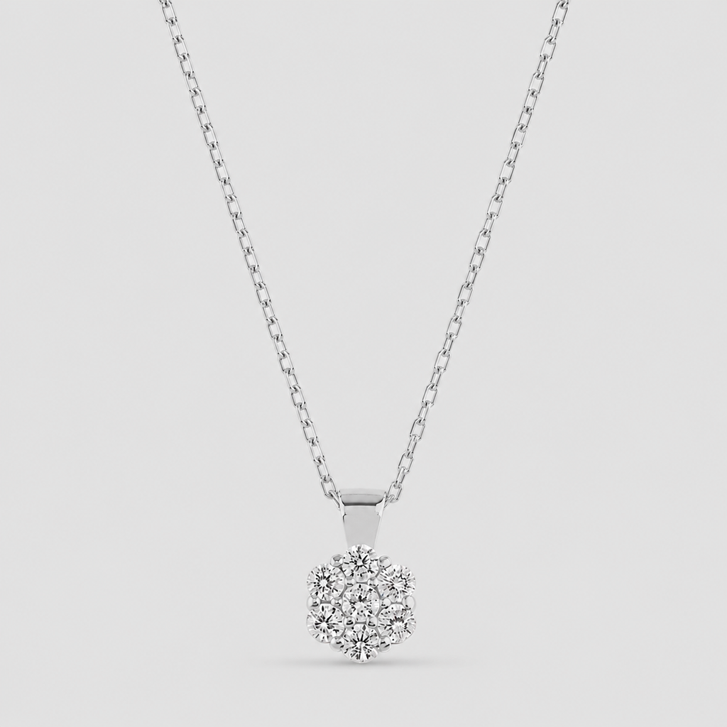 Lab-Grown Diamond Round Cluster Pendant Necklace 0.42 Ct. (VS-EF)