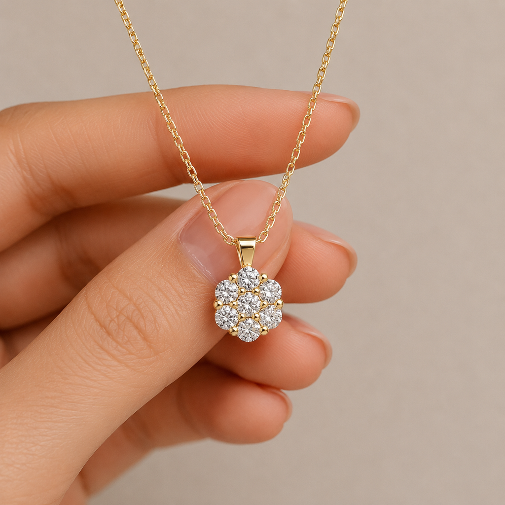 Lab-Grown Diamond Round Cluster Pendant Necklace 0.42 Ct. (VS-EF)