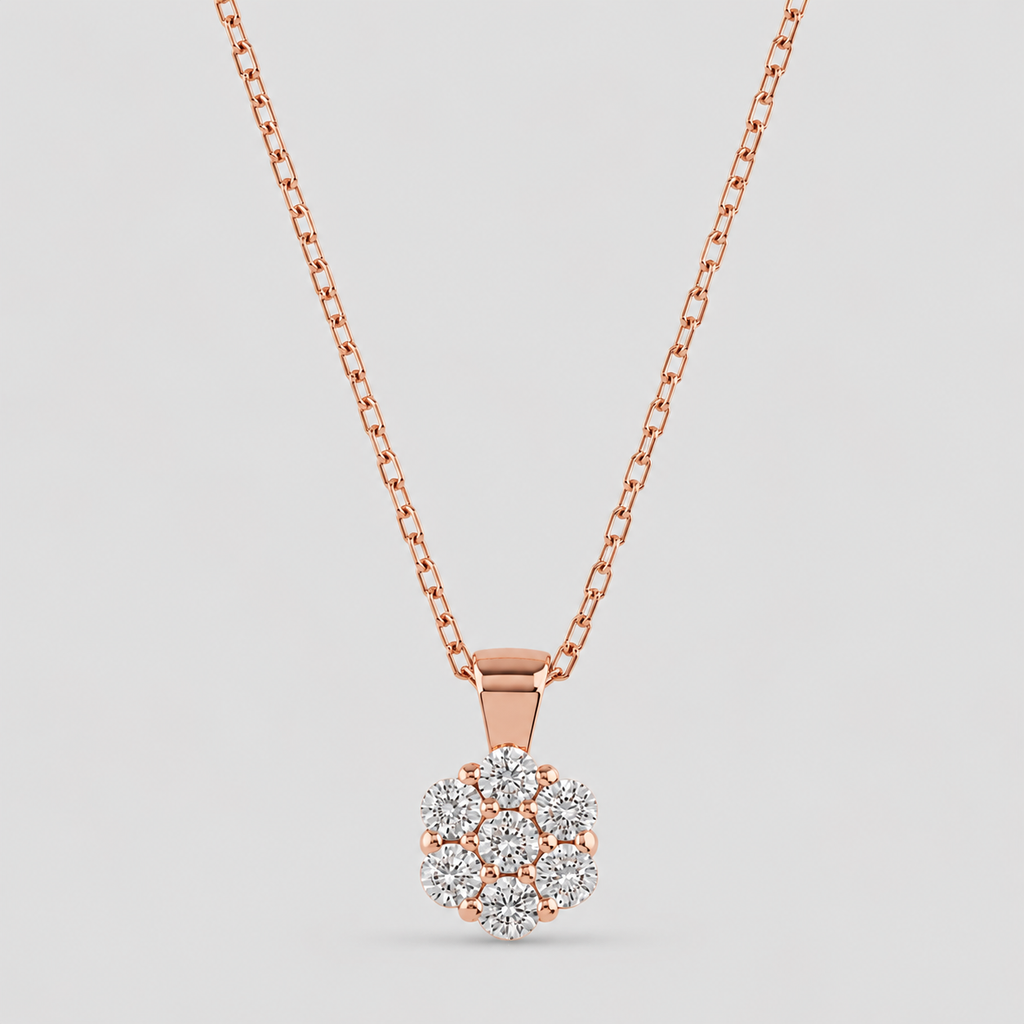 Lab-Grown Diamond Round Cluster Pendant Necklace 0.42 Ct. (VS-EF)