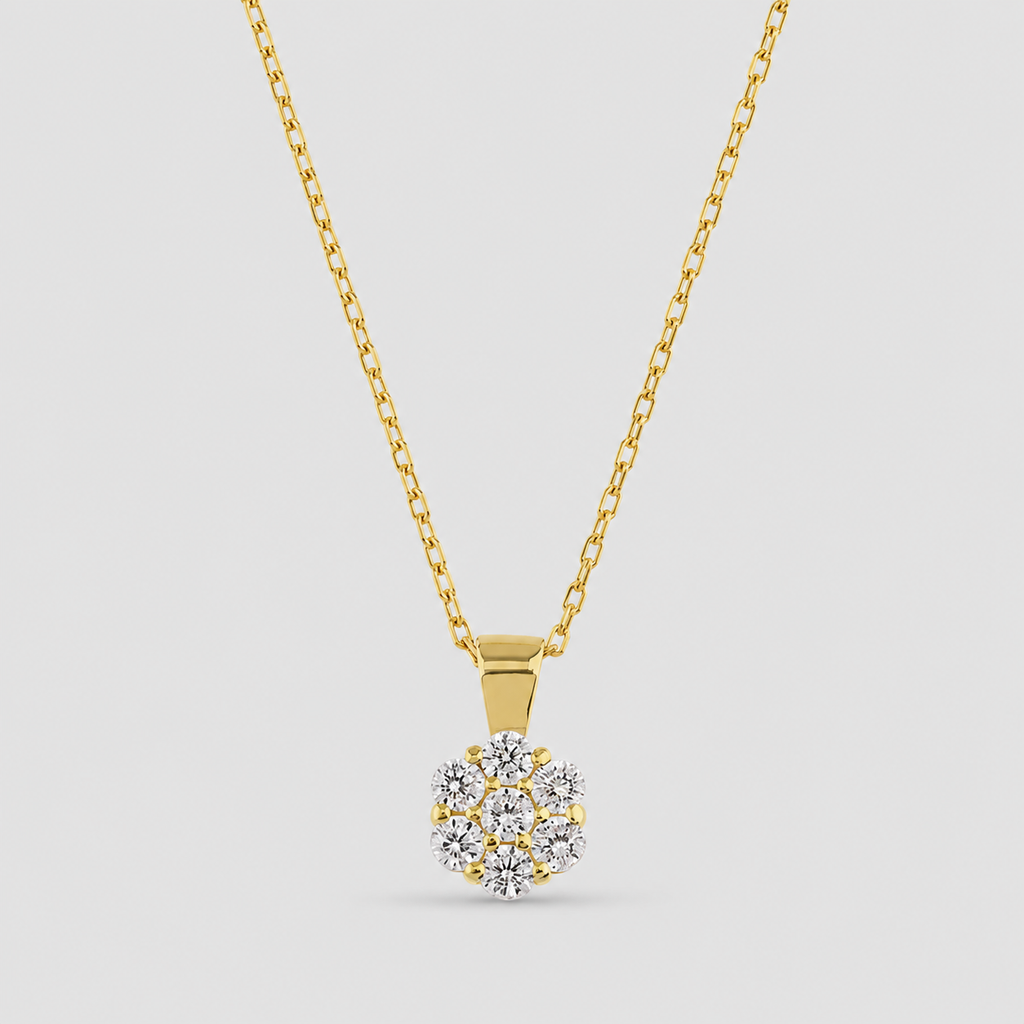 Lab-Grown Diamond Round Cluster Pendant Necklace 0.42 Ct. (VS-EF)