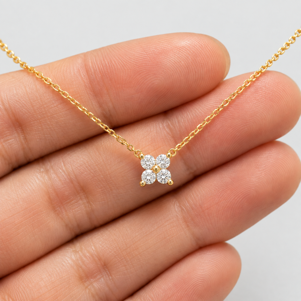 Lab Grown Diamond Cluster Pendant Necklace 0.10 Ct. (VS-EF)