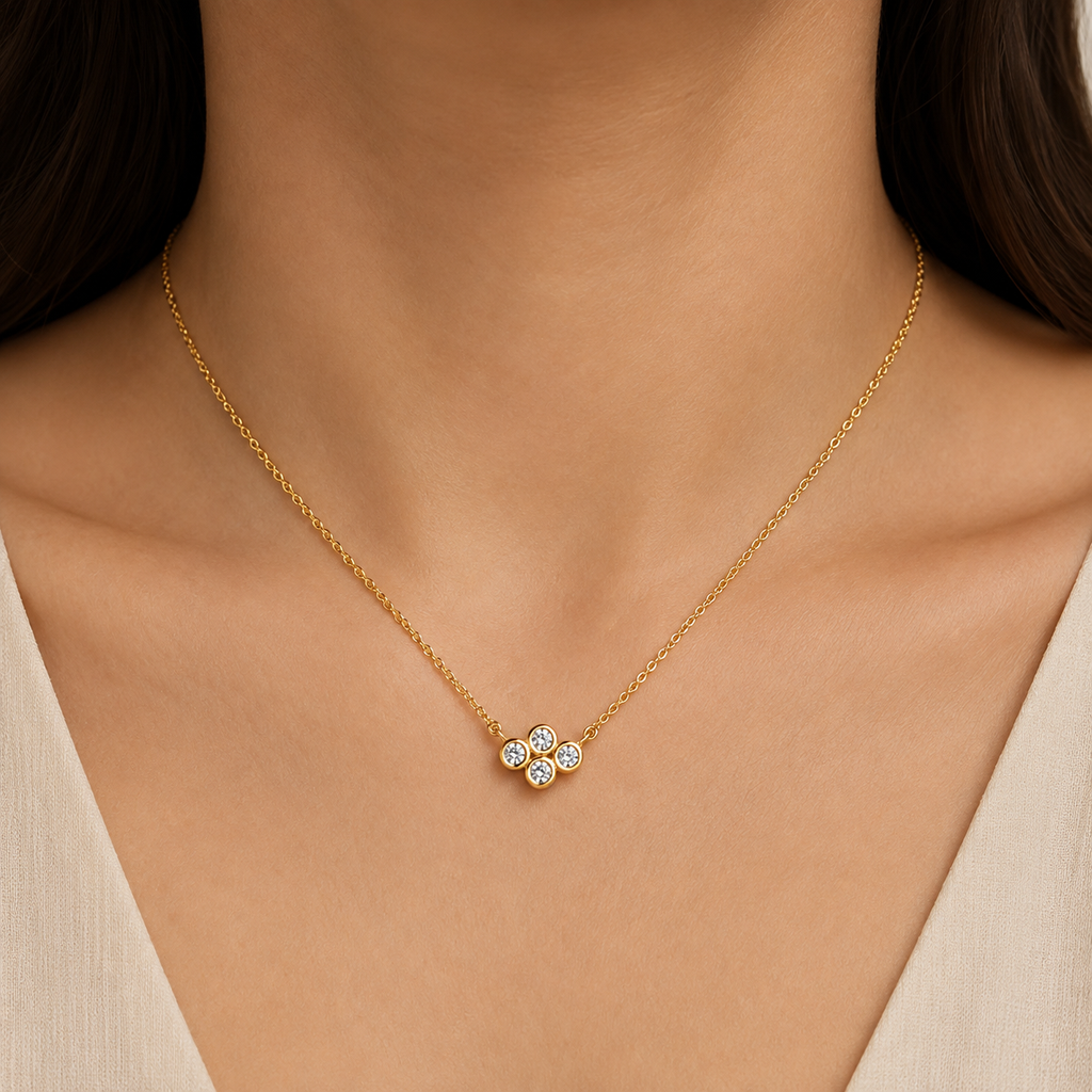Lab Grown Diamond Round Cut Cluster Pendant 0.44 Ct. (VS-EF)
