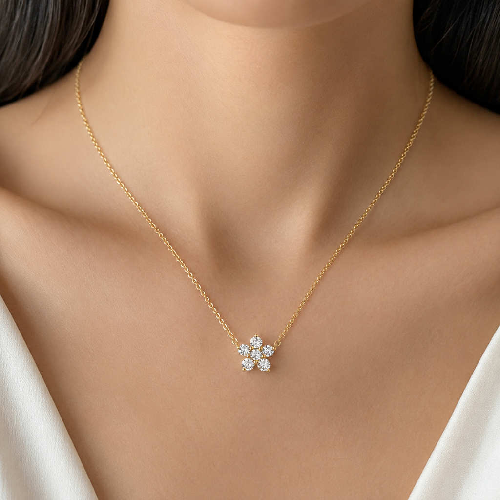 Lab Grown Diamond Round Cut Cluster Pendant 0.15 Ct. (VS-EF)