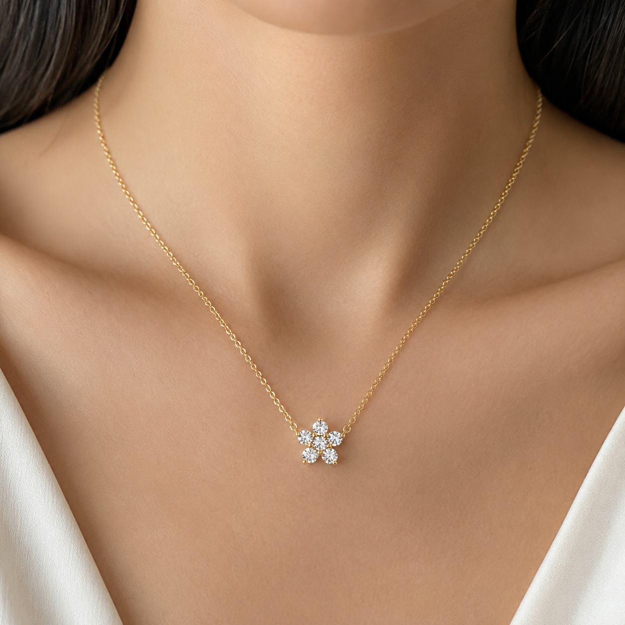 Lab Grown Diamond Round Cut Cluster Pendant 0.15 Ct. (VS-EF)